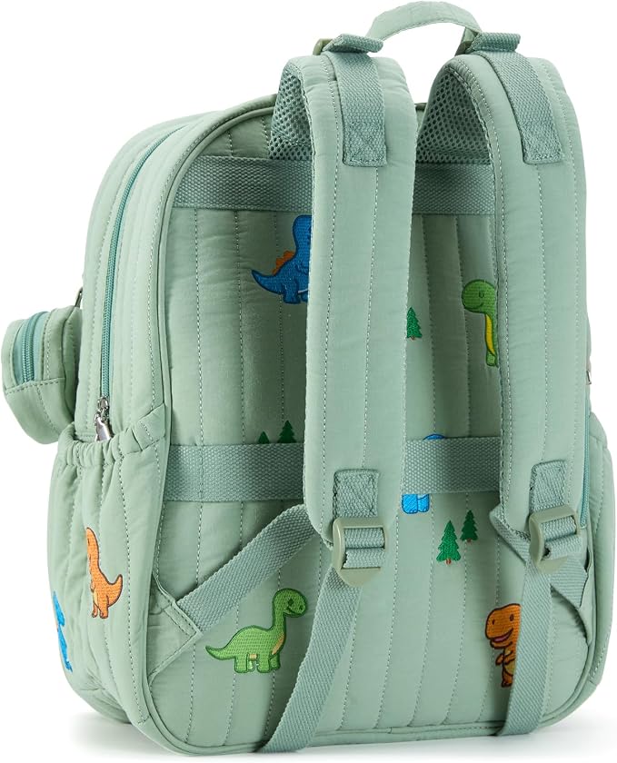 Large Diaper Bag Backpack with Changing Pad, Insulated Bottle Pockets, Travel & Hospital Bag for Mom & Dad (Large - Green Dinosaurs) - Image 8