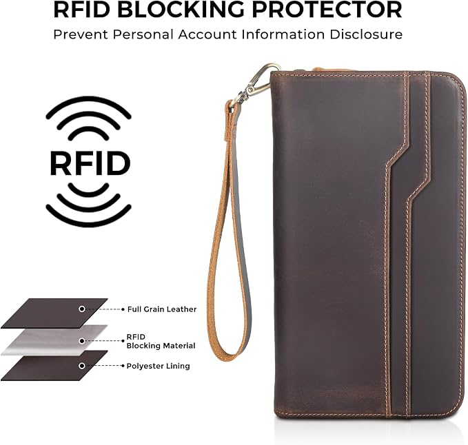 Polare Full Grain Leather Family Travel Passport Wallet and Documents Organizer RFID Blocking Case Holder Fits 6 Passports for Men and Women - Image 5