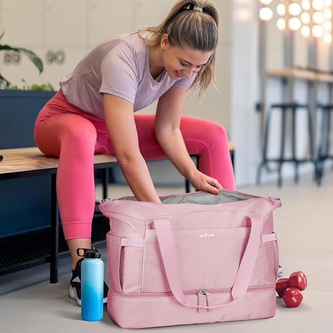 Gym Bag for Women, 45L Carry On Travel Duffel Bag with Shoes Compartment | Weekender Overnight Duffel Bag with Wet Pocket, Hospital Bag for Women Labor Delivery, Carry On Bag for Travel, Gym, Weekend - Image 2