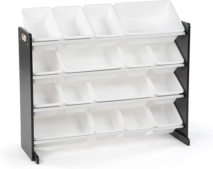 Humble Crew Supersized Toy Storage Organizer with 16 Removable Bins, Black/White – Large Toy Storage for Toddlers Ideal for Kids' Rooms, Playrooms, and Nurseries - Modern Toy Bins for Kids by HumbleCrew