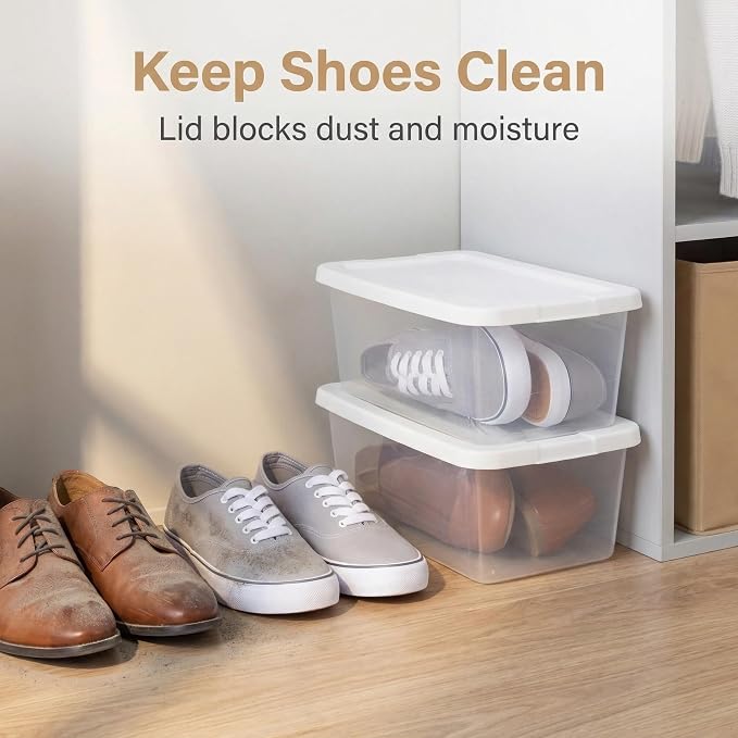 20-Pack 6 Qt Clear Plastic storage bins with lids, Stackable Organizer | Clear durable plastic shoe boxes neatly in closets, shelves & cabinets. 6 qt storage bins for home, kitchen & office. - Image 9