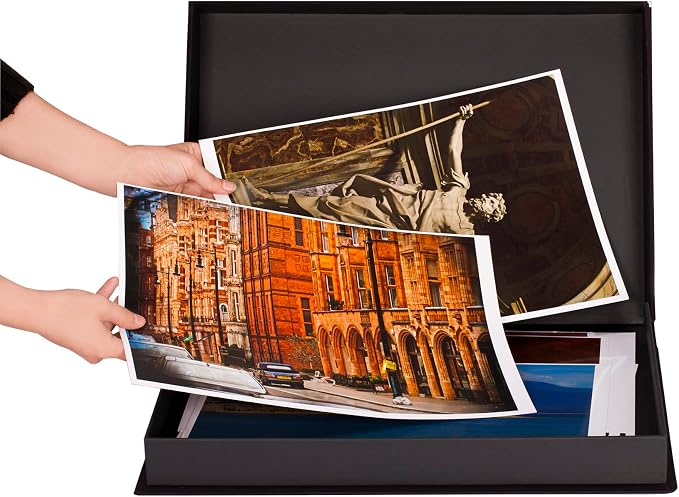 HG Art Concepts Eternity Archival Clamshell Photo Storage Box, Black - 8.5"x11" - For Storing Artwork, Photos & Documents, Deluxe Acid-Free, Sturdy & Lined With Archive-Quality Paper - Image 4