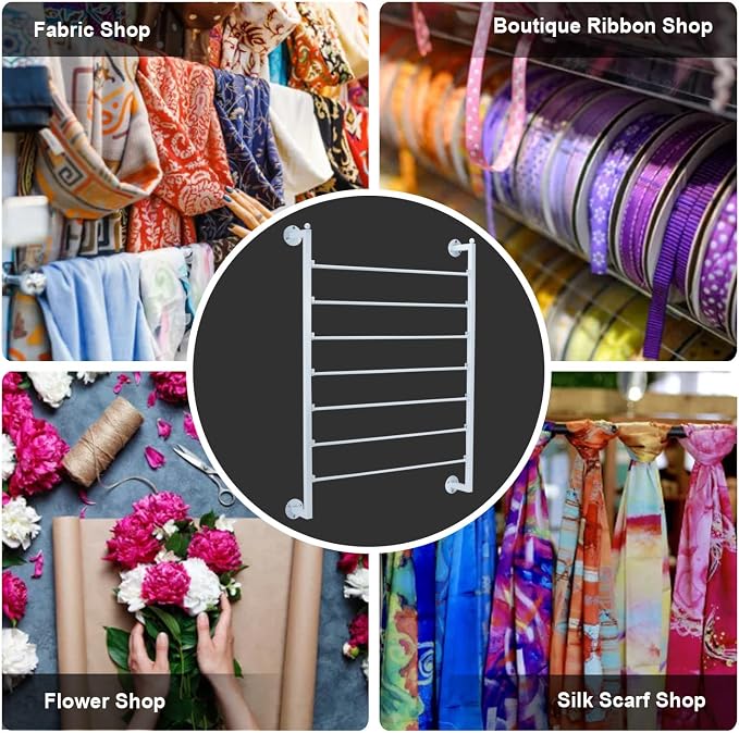 ikare Ribbon Storage Organizer,Wall Mounted Ribbon Organizer,Wrapping Paper Rack,7-Tier Metal Ribbon Storage for Craft Room,Flower Shop,Gift Wrapping Paper,White - Image 4