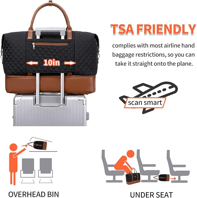 Weekender Bag, Large Travel Duffel Bag for Women, Carry on Overnight Bag with Shoe Compartment and Toiletry Bags - Image 5