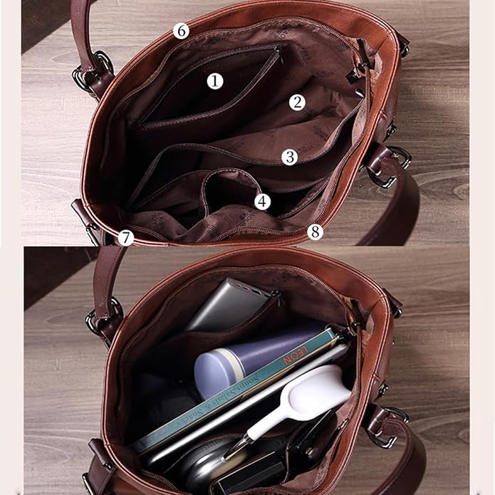 Handbags and Purses for women Vegan Leather Tote Bag for Women Satchel Shoulder Bags Travel Purse with Compartments - Image 6