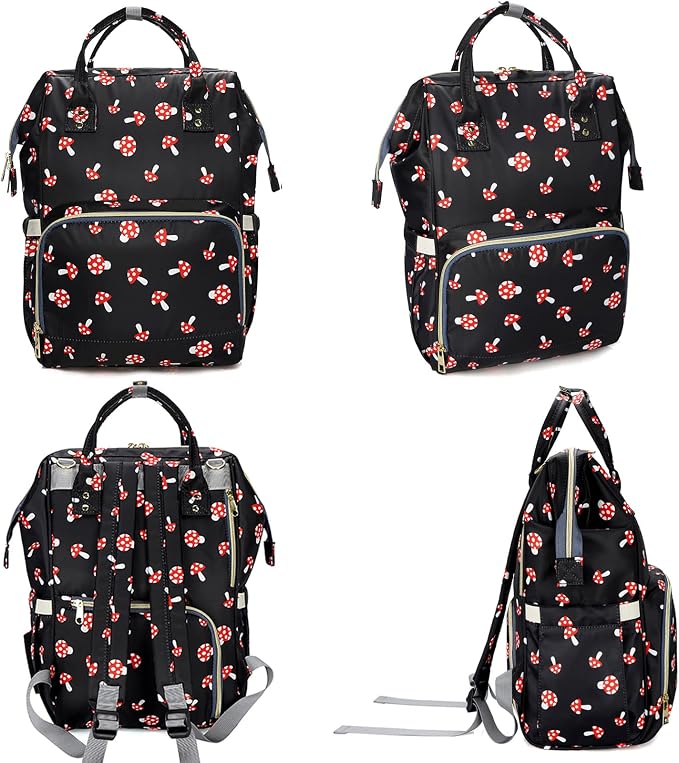 MCWTH Mushroom Diaper Bag Backpack Set for Baby Girls Mom, Large Capacity Multi-Function Nappy Bags Organizer - Image 6