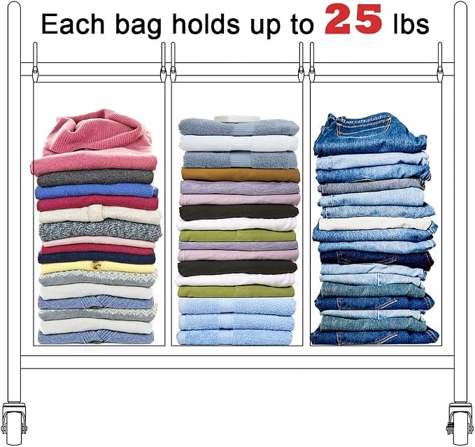 STORAGE MANIAC Laundry Sorter 3 Section Plus 2 Section, Laundry Hamper with Rolling Wheels, Laundry Basket Sorter, Laundry Separator Hamper, Laundry Divider Hamper with Removable Bags - Image 8