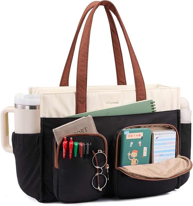 LOVEVOOK Teacher Tote Bag for Women,Multi-pocket Laptop Bag with Large Cup Holder,Nurse Bags Work Travel Computer Handbag by LOVEVOOK
