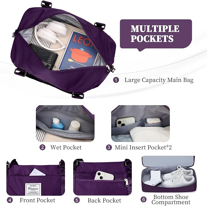 Weekender Bags for Women, Carry-On Overnight Travel Duffel Bag | Travel Bag with Shoes Compartment & Toiletry Bag, Extra Large - Image 5