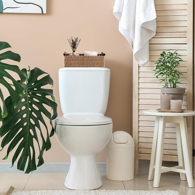Boao 3 Pcs Boho Storage Wicker Baskets Handmade Woven Decorative Paper Rope Baskets for Organizing with Handle Countertop Toilet Paper Storage Container for Toilet Tank Top(Natural Color,Rectangle) - Image 5