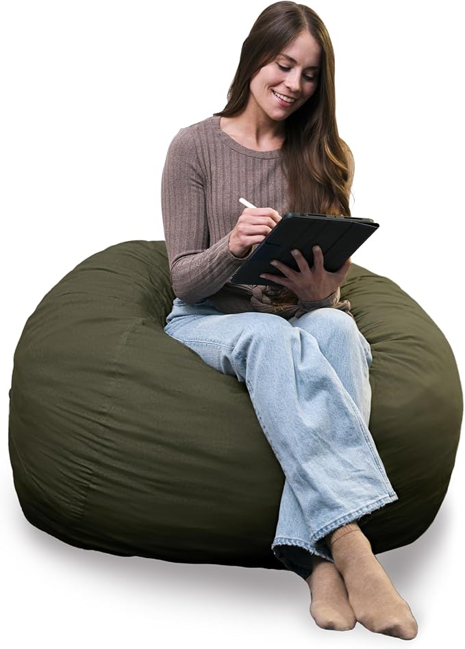 Big Joe Fuf 4Ft Foam Bean Bag Chair with Removable Cover for Kids, Teens, Forest Green Velveteen, Durable Woven Polyester, 4 Foot Large Reading and Gaming Seat | Premium Shredded Foam Filled, Velveteen, Adult-Sized Comfortable Seating, Supports Up to 3... by BigJoe