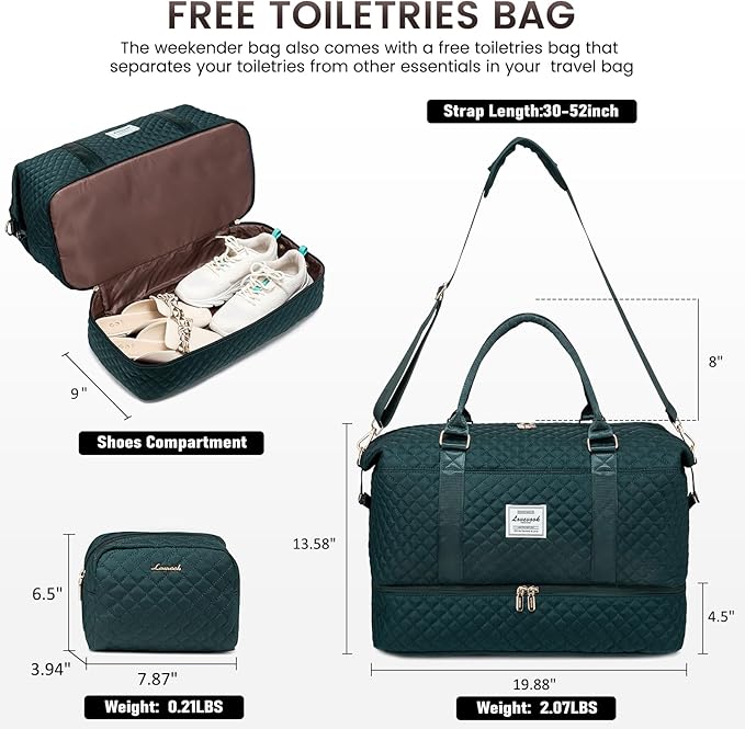 LOVEVOOK Travel Duffle Bag,Weekender Bags for Women with Shoe Compartment，Carry on Overnight Bag with Toiletry Bag,Gym Duffel Bag with Wet Pocket, Hospital Bags for Labor and Delivery - Image 2