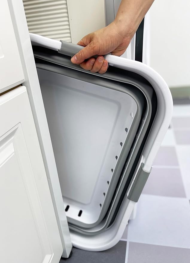 SAMMART 42L (11 gallons) Set of 2 Plastic Foldable Storage Basket/Container - Collapsible, Space Saving and Portable Laundry Hamper, Ideal for Home, Travel, Dorm, and Camping (2, White/Grey) - Image 7