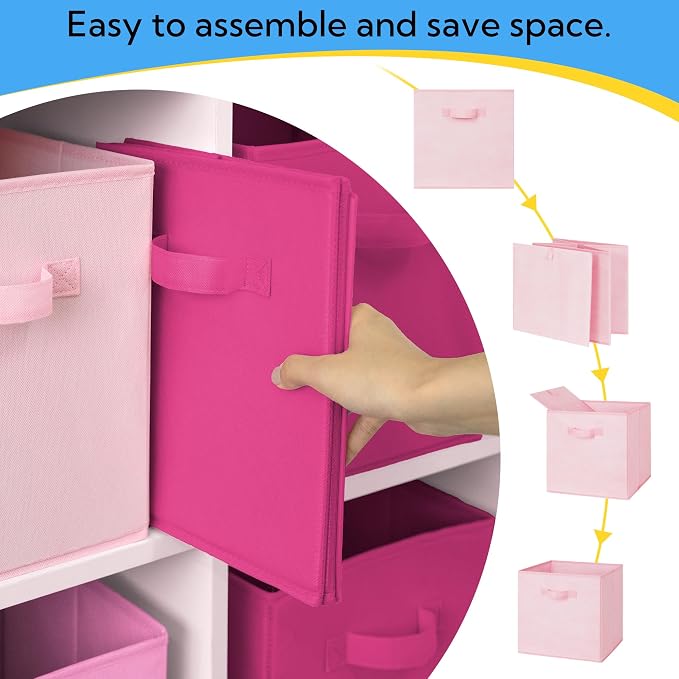 Cupic Cupid 6-Pack 11x11 Storage Cubes, Fabric Cube Bins, Pink Gradient | Foldable, Reinforced Front Handle, Holds Clothes, Toys, Daily Essentials and More, Fits Shelves, Nursery, Playroom - Image 8