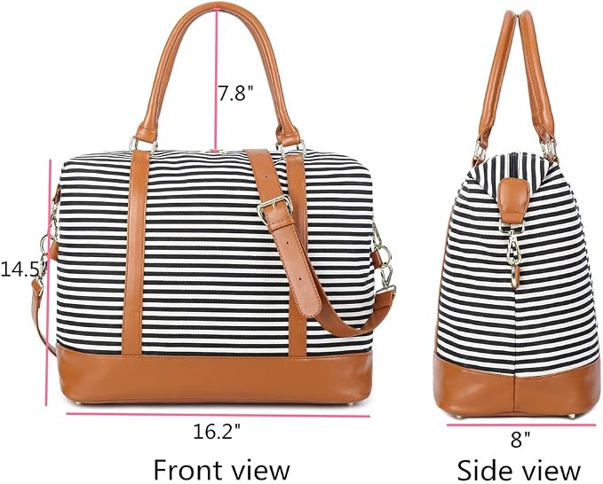 Bluboon Travel Tote Bags with Zipper Ladies Canvas Bag Weekender Overnight Bag for Women Carry on Duffel Bag Trolley Sleeve - Image 4