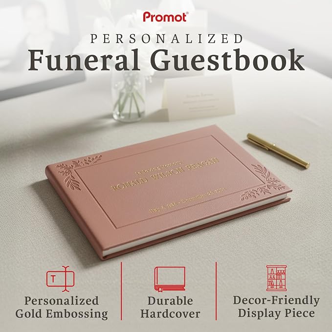Funeral Guestbook - Guestbook for Funeral Celebration (Rose Gold) | Elegant Memorial Keepsake, Premium Hardcover Construction, Thoughtfully Designed for Services, Lasting Tribute to Loved Ones - Image 2
