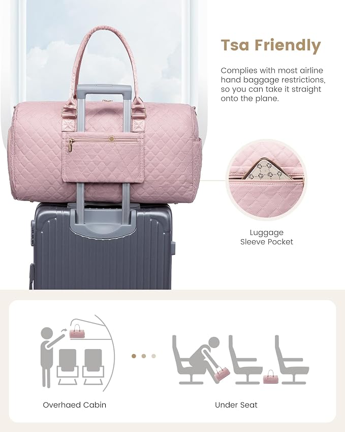 LOVEVOOK Travel Duffle Bag, Weekender Bag for Women with Toiletry Bag, Carry on Overnight Bag with Shoe Compartment, Gym Duffel Bag with Wet Pocket, Mommy Hospital Bags for Labor and Delivery - Image 6