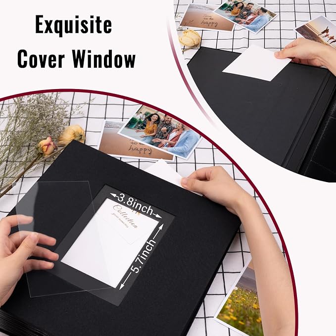 Linen Photo Album 4x6 Large Capacity 1000 Pockets Pictures Fabric Cover Books Albums Wedding School Family Anniversary Baby Memory Engagement Travel Albums(Black, 1000 Pockets) (Pack of 2) - Image 3