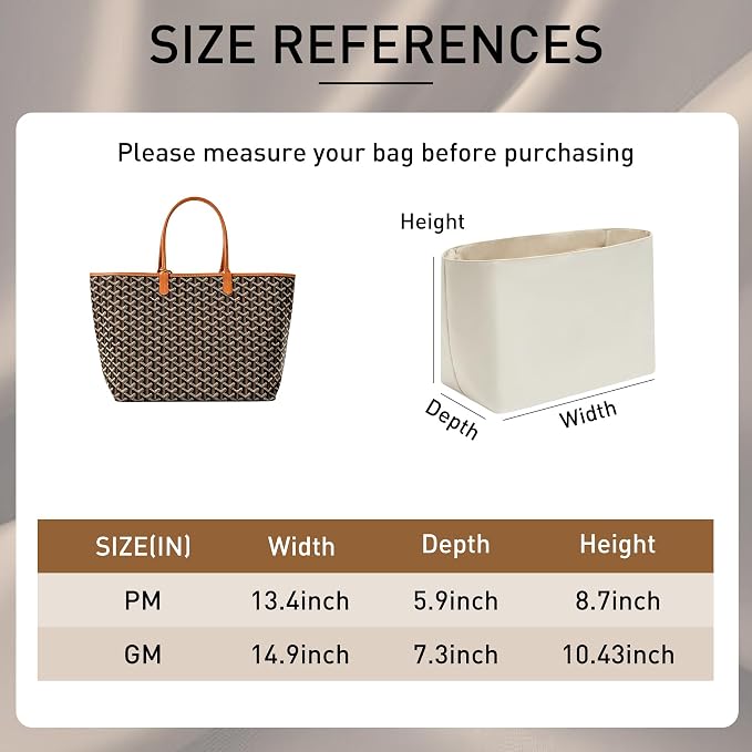 Nylon Purse Organizer Insert for Goyard ST PM with 13" Laptop Sleeve | Waterproof Goyard Tote Bag Organizer Insert with 13in Laptop Sleeve for Saint Louis PM, Elastic Cup Holder YKK Zipper, Beige - Image 2