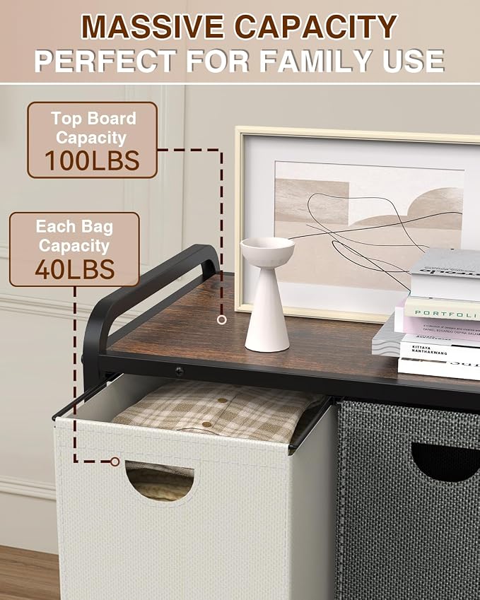 Laundry Sorter 4 Section,Laundry Basket with Wheels,4×15.8 Gal (60L) Laundry Hamper Organizer with Large Wooden Desktop Sorter,Pull-Out and Removable 900D Oxford Fabric Laundry Bags for Laundry Room - Image 3