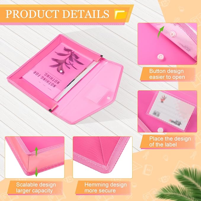 Epakh 14 Pack Plastic Expanding File Folders Expandable File Folder with Snap Closure for Document Transparent Waterproof Document Organizer Holder for School Office Home (Mixed Color) - Image 4