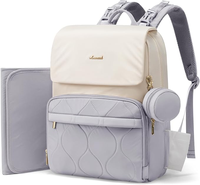 LOVEVOOK Diaper Bag Backpack, Baby Travel Bags for Boys & Girl, Toddler Waterproof Diaper Bag w/Changing Pad (Grey, 15.6''-Small) by LOVEVOOK