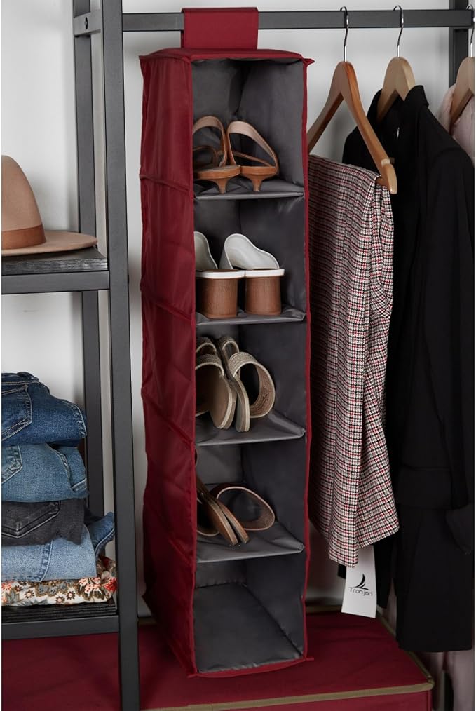 Covermates Hanging Shoe Organizer for Closet, 7" W x 13.5" D x 20.75" H | durable polyester construction, label window, 3-year warranty - Image 6