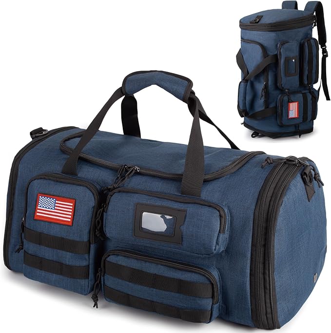 Expandable Gym Bag for Men,Tactical Large 3-in-1 Travel Duffle Backpack Bag | Water-Resistant Sports Bag With Shoes Compartment,Multi-Functional Travel Duffel Bag For Weekend, Overnight, Workout,Camping by ATRIPACK