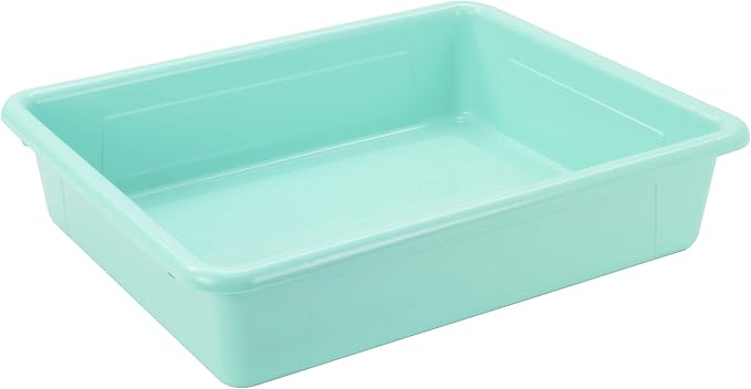 Storex Letter Size Flat Storage Tray – Organizer Bin with Non-Snap Lid for Classroom, Office and Home, Teal, 5-Pack (62541A05C) - Image 7