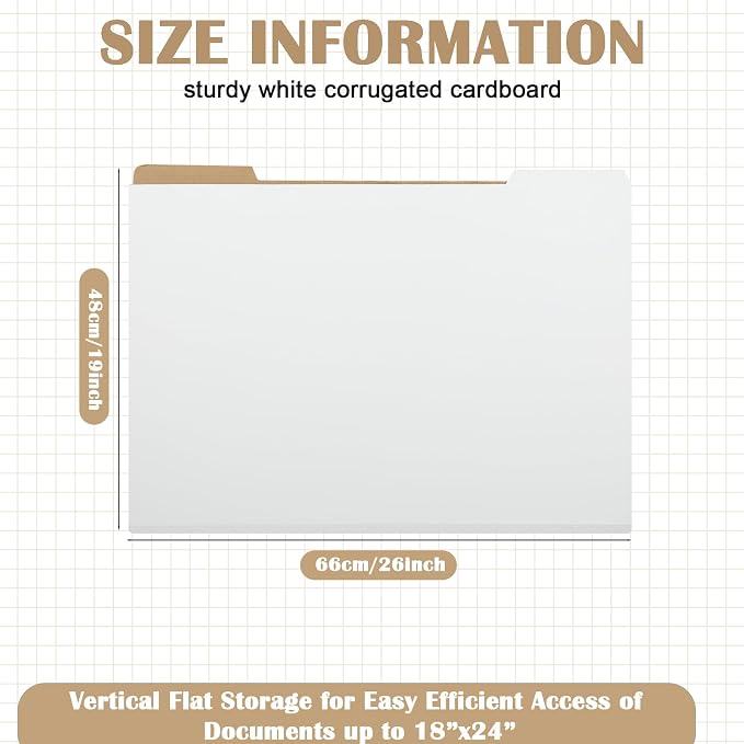 10 Pack Art Portfolio Folders Stores Flat Files Large Corrugated File Folder for Vertical Flat Storage for Artwork Blueprints Plans Drawings Construction Poster(18" X 24") - Image 2