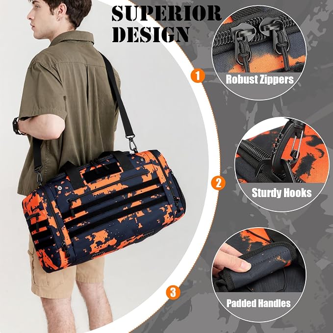 45L Large Duffle Bag for Men & Women - Military Tactical Gym Bag for Travel | Weekender Large Sports Bag with Dividers for Hockey Football Baseball Soccer Basketball & Team Training - Image 6