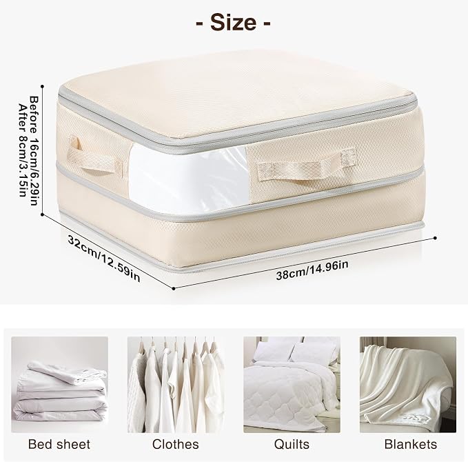 DIMJ Clothes Storage Bag 8 Pack, 19L Compression Storage Bags for Sweater, Closet, Sheet Storage Organizer with Window Handle, Compression Packing Cubes Space Saver Storage Bags with Zipper - Image 2