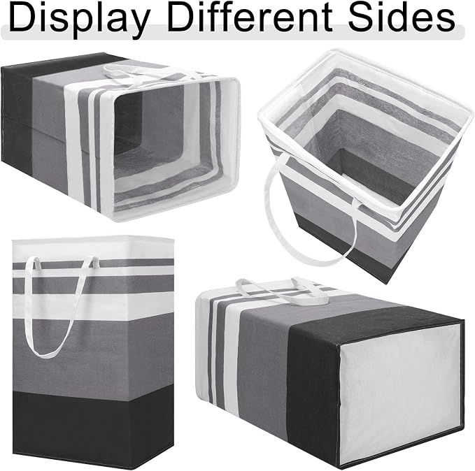 8 Pcs 75 L Large Laundry Basket Organizer bulk Collapsible Tall Waterproof Laundry Hamper Bag with Easy Carry Handles Freestanding Clothes Hamper Storage Basket for Toys Clothes Room, Gradient Grey - Image 4