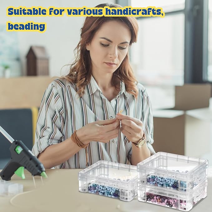 Suzile 80 Pcs Plastic Crayon Box with Lid Clear Crayon Organizer Stackable Storage Containers Bulk Pastel Holder Case for Office School Classroom Supplies Pen Pencil Art Crafts - Image 7