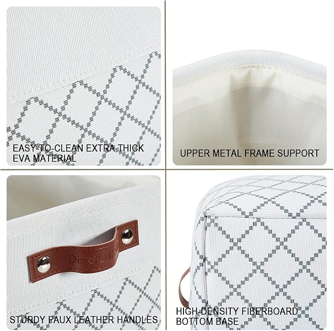 DECOMOMO Storage Bins, Large Fabric Storage Baskets for Shelves 3 Pack | 15 x 11 x 9.5 inches Decorative Linen Closet Organizers with Handles (Checkered White) - Image 4