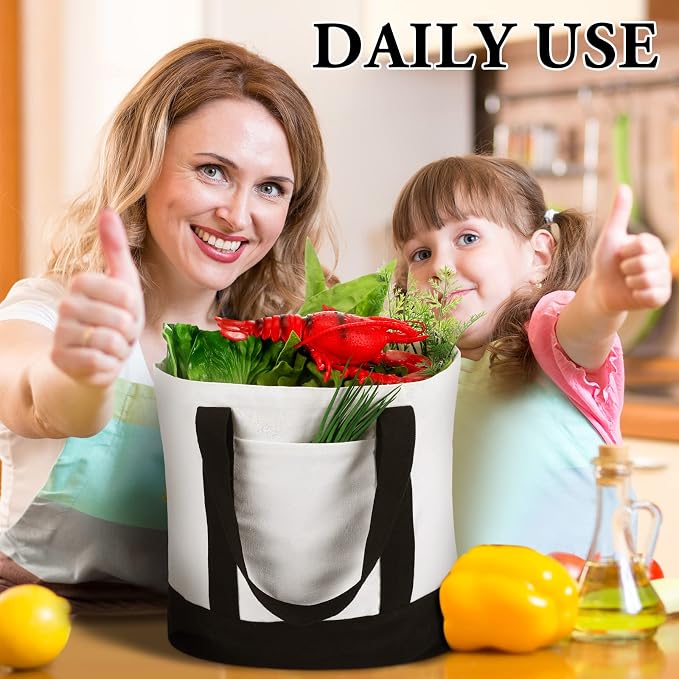 Reginary 10 Pack Large Canvas Tote Bag Bulk, Reusable Natural Plain Cotton Tote for DIY Multipurpose - Image 3