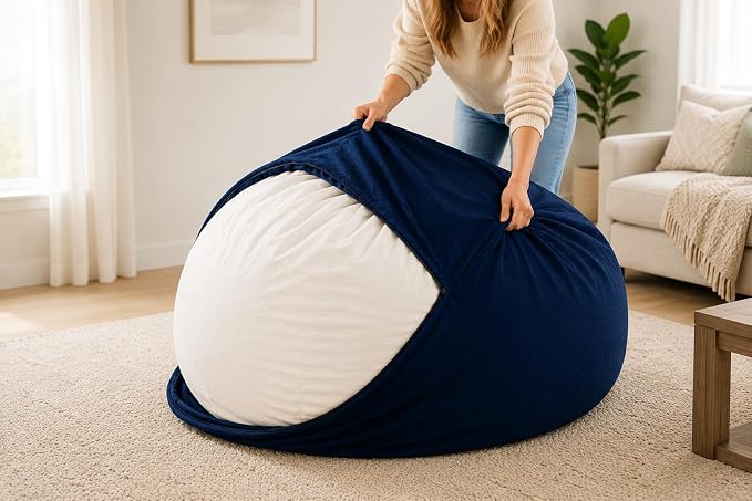 ULTIMATE SACK | 6 Ft Bean Bag Chair Replacement Cover Only | Navy Suede | Removable Washable Cover only by ULTIMATESACK