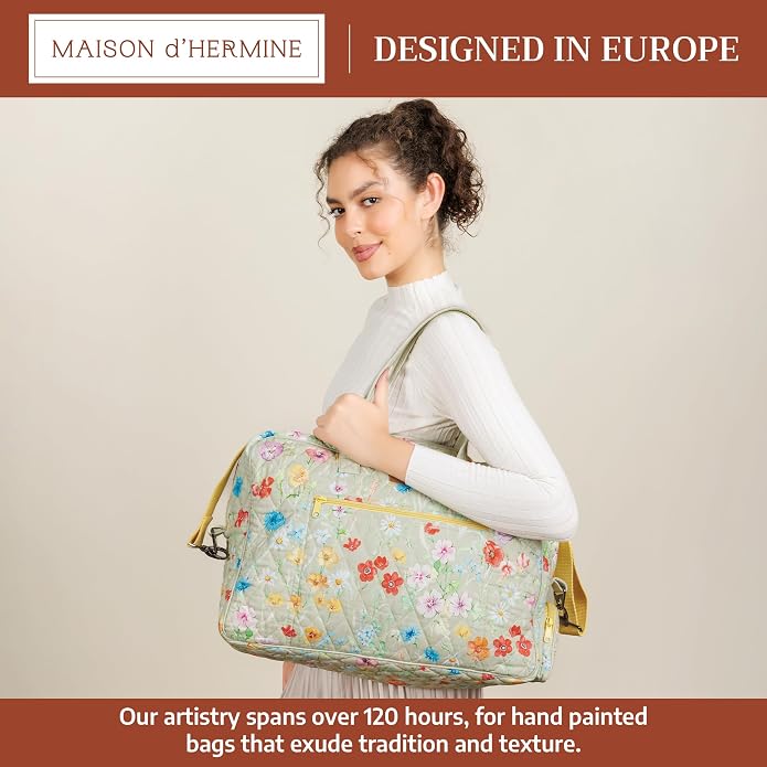 Maison d' Hermine Weekender Bags for Women Cotton Quilted Duffel Overnight Luggage Weekend Bag for Men Gym Gifts Travel | Overnight Luggage Weekend Bag for Men Gym Sports Gifts Duffle bag Business Travellers Trip Spring Summer - Image 3