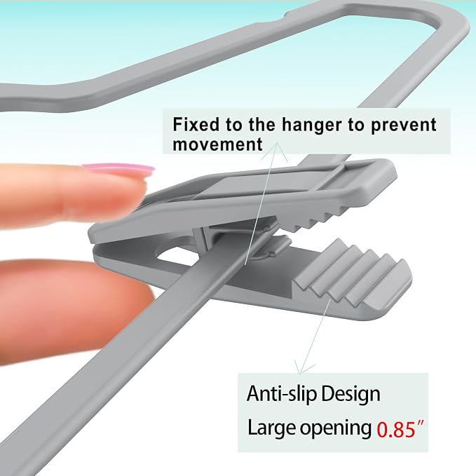 TOFIIGREM Hanger Clips for Velvet Hangers (Grey, 40 PCS), Non-Slip Plastic Clips Skirt Hanger Clips for Gray Flocking Hangers - Image 4