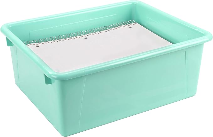 Storex Letter Size Deep Storage Tray – Organizer Bin for Classroom, Office and Home, Teal, 5-Pack (62529U05C) - Image 5
