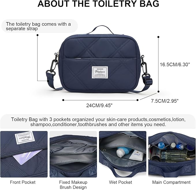 Weekender Bags for Women, Personal Item Travel Bag with Shoes Compartment | Overnight Travel Duffel Bag with Quilted Toiletry Bag, Airplane Friendly Carry-On Bag - Image 7