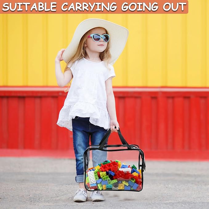 6Pcs 3Large & 3XL Toy Storage Bags with Labels Reusable Clear Toy Organizer | PVC Waterproof Transparent Organizer Bags with Zipper for Building Blocks, Puzzle, Board Games Travel Storage, Save space - Image 7