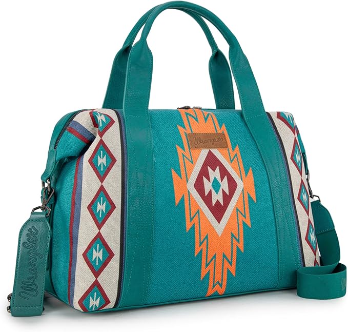 Wrangler Duffel Bag for Women Large Travel Weekender Bag Designer Aztec Carry On Bags, Turquoise by THEOFFICIALMONTANAWEST