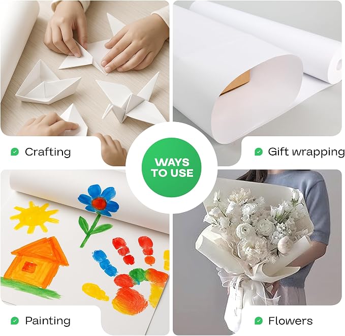 Extra White Offset Kraft Paper Roll 48" x 2160" (180 ft), 2-Pack – USA-Made 50lb Premium Eco Paper, Brighter-Than-Standard White – Ideal for Arts & Crafts, School Projects, Wrapping by IDL Packaging - Image 5
