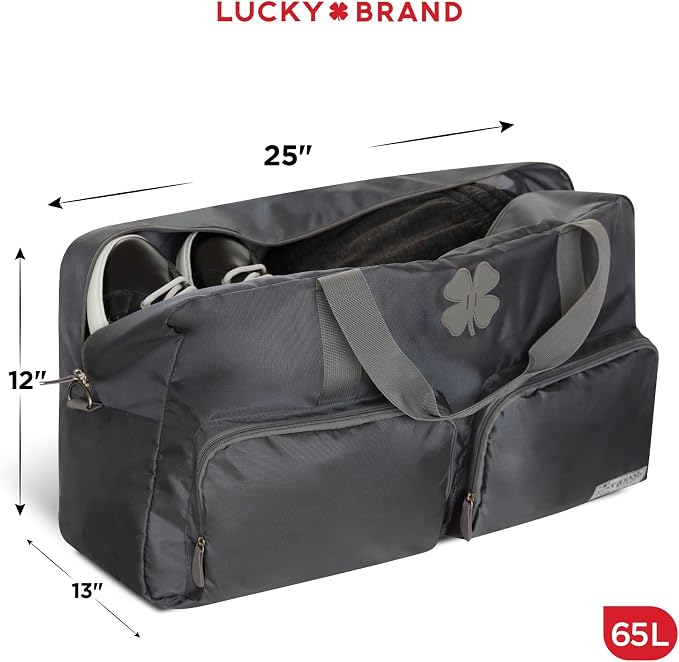 Lucky Brand Large Duffle Bag for Travel, Foldable Weekender Duffel bag | Travel Overnight Duffel bag, Adjustable Shoulder Strap, Front Zip Pockets, Spacious Capacity, Unisex Lightweight Travel Bag - Image 2