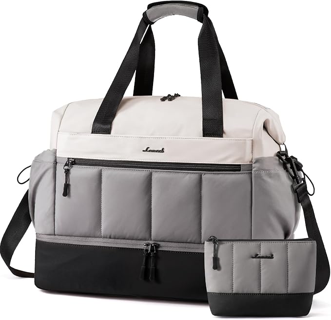 LOVEVOOK Travel Duffel Bag, Weekender Bags for Women, Large Overnight Bags with Shoe Compartment, 38L Carry on Gym Hospital Bag with Wet Pocket, 2 Pcs by LOVEVOOK