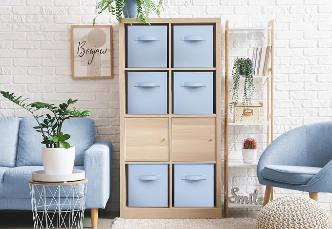 Sorbus Fabric Storage Cubes - 6 Foldable Storage Bins for Organizing Pantry, Cubbies, Toy Box - Clothes Storage & Closet Organizer - 13 Inch Collapsible Cube Baskets for Shelves with Handle - Image 4