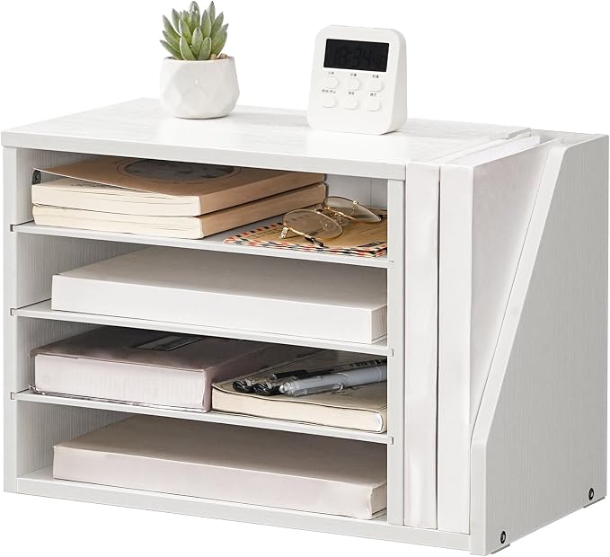 HOOBRO Mail Sorter, Literature Organizer with Adjustable Shelves, Paper Organizer for Office, Home, Wood Countertop File Holders, Mails, Magazines, White WT41WF01 - Image 9