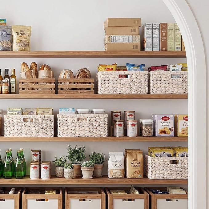 StorageWorks Large Wicker Baskets for Storage, White Wicker Baskets, 1-Pack | Hyacinth Baskets for Decor,Wicker Storage Baskets for Shelves,Decorative Basket,Shelf Baskets for Organizing,16½" x 13" x 7½" - Image 2