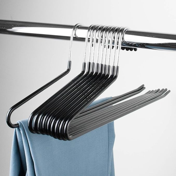 Pants Hangers 30 Pack Non Slip,Trouser/Blanket/Jeans Hangers for Closet Space Saving,Open Ended Pants Hanger Strong Durable (Black) - Image 6